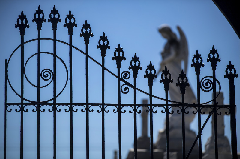 New Orleans cemetery wrought iron gate entrance
